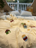 日系卡通水洗棉毛巾绣小熊床上四件套全棉1.5m1.8米宿舍公寓被套
