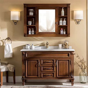 美式浴室柜组合实木落地式洗手台，卫生间洗漱台橡木，洗脸洗面池卫浴