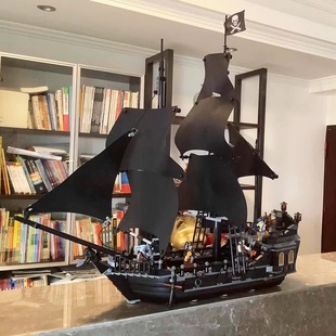 黑珍珠号模型加勒比海盗船，积木帆船10岁男孩拼装玩具儿童乐高积木