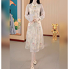 新中式国风套装裙女2024年夏季绣花复古气质妈妈连衣裙两件套