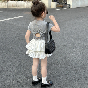 女童夏装套装儿童短袖t恤百褶裙两件套2024夏季宝宝，半身裙蛋糕裙