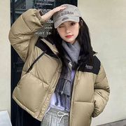 外套女韩版面包服潮牌，棉衣短款拼接撞色宽松立领情侣棉服