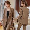 咖色西装外套女秋季2024新款秋冬高级感休闲大码女士职业西服套装