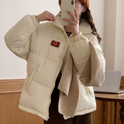 小个子白鸭绒羽绒服女短款2023年冬季宽松面包服保暖外套反季