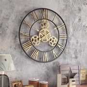 铁艺工业风齿轮钟表艺术挂钟客z厅轻奢静音大气复古墙面装饰时钟
