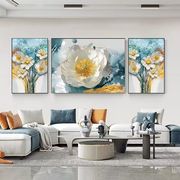富贵牡丹客厅装饰画植物，花卉沙发背景墙挂画高级感三联画花60160