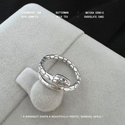 蛇形戒指女S925纯银设计小众时尚个性食指戒高级感2022年新潮指环