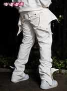 VERB FUTUREOFX国潮原创白色蝙蝠长裤嘻哈朋克裤脚机能大口袋男女