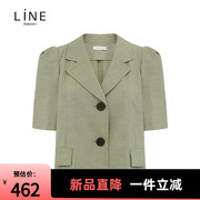 line质感五分袖衬衫，女夏季纯色，职业气质衬衣nwblmf4900