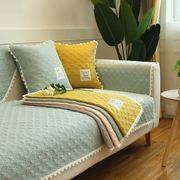 全棉沙发垫布艺简约现代客厅，四季通用真皮坐垫子，防滑套罩盖巾