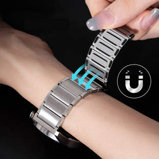 适用samsung三星galaxywatch654classic46mm智能手表带pro，金属active2磁吸gears3s2不锈钢腕带watch3