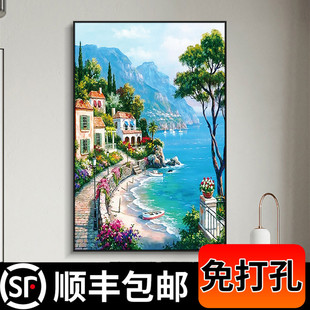 轻奢美式油画大海风景，画客厅壁画沙发欧式威尼斯，现代简约装饰挂画