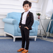 2023春季孩小儿童礼服长袖外套韩版条纹三件套两件套男童套装