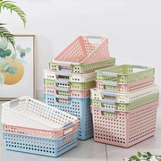 杂物塑料收纳筐长方形收纳盒桌面储物小篮子整理玩具框厨房置物篮