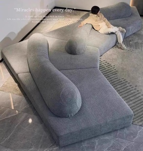 意式极简岩石沙发设计师大户型异形模块客厅别墅大平层双面坐布艺