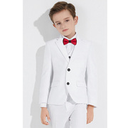 白色儿童西服男小西装男童西服套装花童礼服主持人服装钢琴表演服