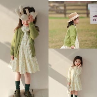中大童女装秋季套装，女童小香风外套连衣裙，洋气两件套韩系裙子开衫