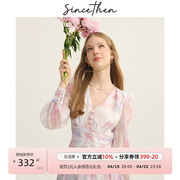 sincethen 法式风碎花裙长袖裙子小个子花裙穿搭连衣裙女夏季