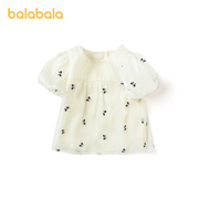 巴拉巴拉童装儿童衬衫女童短袖上衣可爱夏装时髦洋气休闲装蝴蝶结