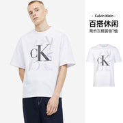 Calvin Klein/凯文克莱CK短袖男装休闲百搭简约印花LOGO圆领T恤男