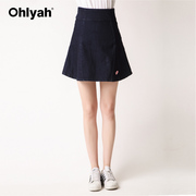 ohlyah品牌韩版潮女短裙，半身裙夏2022高腰，a字牛仔深蓝显瘦包臀裙
