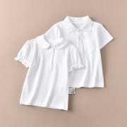 出口日本T恤白色学生T恤打底衫男女孩儿童短袖打底校服演出服百搭