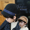 砚台家韩版男女童短沿鸭舌帽子儿童，帽子宝宝铜扣羊，毛呢小圆帽礼帽