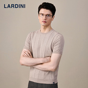 lardini意大利进口夏装短袖男士竖条纹针织T恤衫圆领纯棉男装短袖