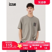 izzue男装短袖T恤夏季潮流渐变印花圆领宽松1129S1G