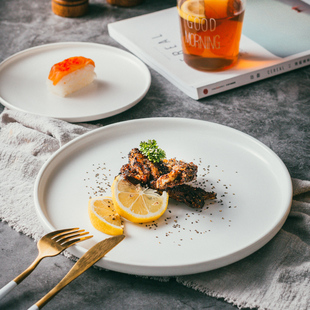 北欧陶瓷西餐盘牛排盘创意网红西式早餐盘，平盘白色家用菜盘碟子