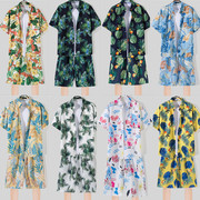 夏威夷衬衫短裤男套装，港风夏季薄款海边度假沙滩短袖花衬衣两件套