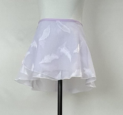 芭蕾舞紫色羽毛小短裙，一片式系带表演裙教师，形体基训裙芭蕾考级裙