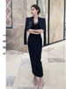 小诺本人黑色短西装女2023韩版高级感短款西服，长袖直角肩外套0986