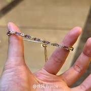 「夏夜微醺」紫色水晶锆石手链精致小众高级感气质手饰女2023