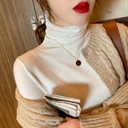 高领毛衣女秋冬韩版复古白色堆堆领针织修身内搭洋气打底衫潮