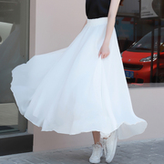 大码裙子200斤白色半身裙女夏季小个子半裙显瘦长款，雪纺胖mm长裙