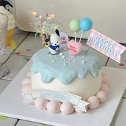 韩式ins风帕恰狗生日蛋糕装饰摆件网红可爱卡通小狗气球插牌插件
