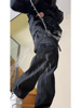 探路者春秋季黑色硬壳冲锋裤，防水防风户外美式机能工装裤男摩托车