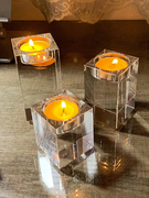 水晶蜡烛台座摆件浪漫烛光晚餐，布置道具氛围感节日家用熏香蜡烛杯