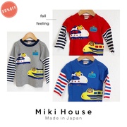 实体日本制Miki House 秋冬条纹拼色男女宝宝儿童条纹长袖T恤