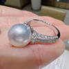 天然淡水媲美澳白冷白正圆，戒指指环珍珠，活口超大单颗11-12mm纯银