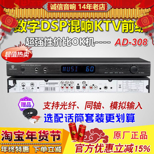 Winner/天逸 AD-308数字混响器家用k歌卡拉ok机功放话筒效果器KTV