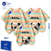 NASA亲子装2024夏款一家三口短袖t恤夏季纯棉母子夏装全家装
