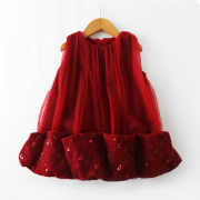 女童连衣裙秋冬装宝宝红色新年裙子，儿童冬裙加厚背心裙过年公主裙