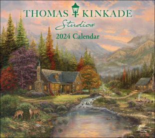绘光大师托马斯·金凯德 2024年挂历 豪华版 风景画 英文原版 进口日历 Thomas Kinkade Studios 2024 Deluxe Wall Calendar