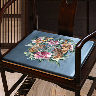 定制新中式红木茶椅垫，办公实木椅子餐椅，坐垫靠垫一体棕垫乳胶学生