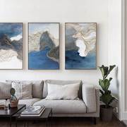 壁画客厅挂画沙发背景墙，装饰画新中式油画，现代简约三联抽象艺术画