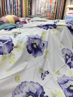 紫罗兰花色清凉款精梳，纯棉斜纹织造定制床单被套枕套40支200根