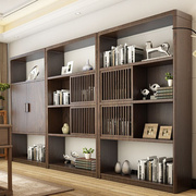 新中式书架组合实木禅意书柜博古架简约现代展示柜书房家具