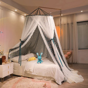 公主风圆顶式蚊帐吊顶式家用双层遮光防蚊单人床免安装可折叠夏天